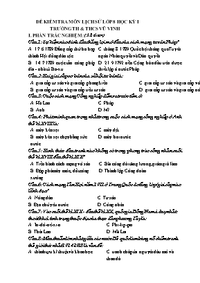 Đề kiểm tra học kỳ 1 môn Lịch sử 8